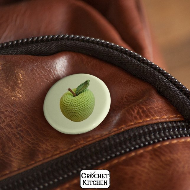 Bóton Redondo 2.54cm Mínimo Retroativo Mínimo de Maçã Verde de Crochet  (Criador carregado)