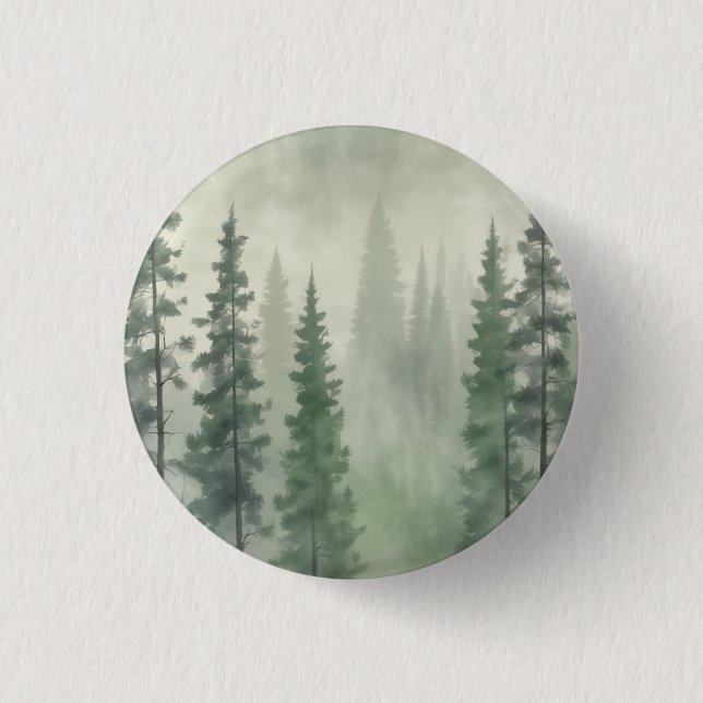 Bóton Redondo 2.54cm Misty Pine Forest Serenity (Frente)