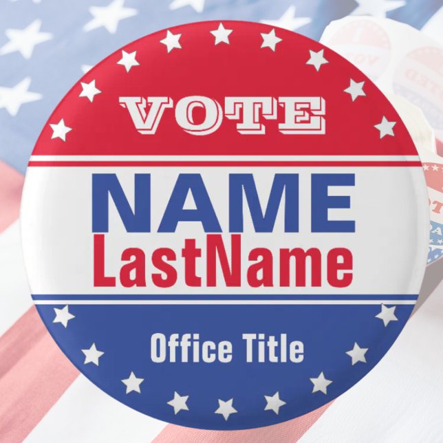 Bóton Redondo 2.54cm Modelo de Campanha Personalizada para Eleições (Criador carregado)