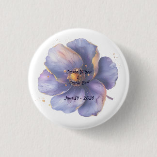 Bóton Redondo 2.54cm Modern Minimalist Gold and Purple Wedding 