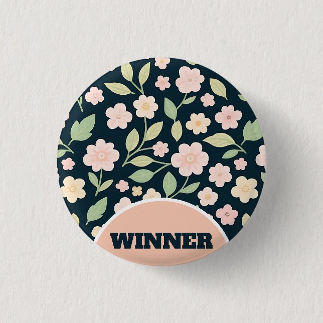 Bóton Redondo 2.54cm Modern Pink Wildflowers Pattern (Frente)