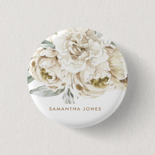 Bóton Redondo 2.54cm Moderna Minimalista Peonie Floral