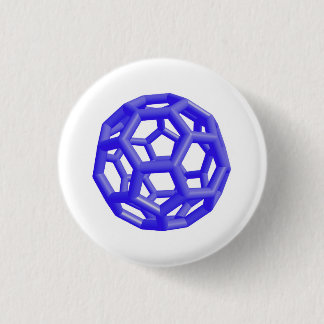 Bóton Redondo 2.54cm Molécula de Buckminsterfullerene (azul)