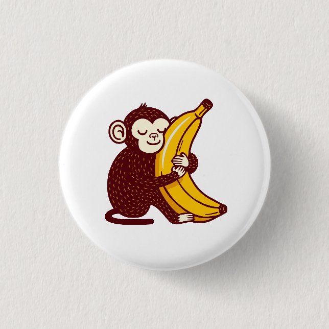 Bóton Redondo 2.54cm Monkey Love Banana (Frente)
