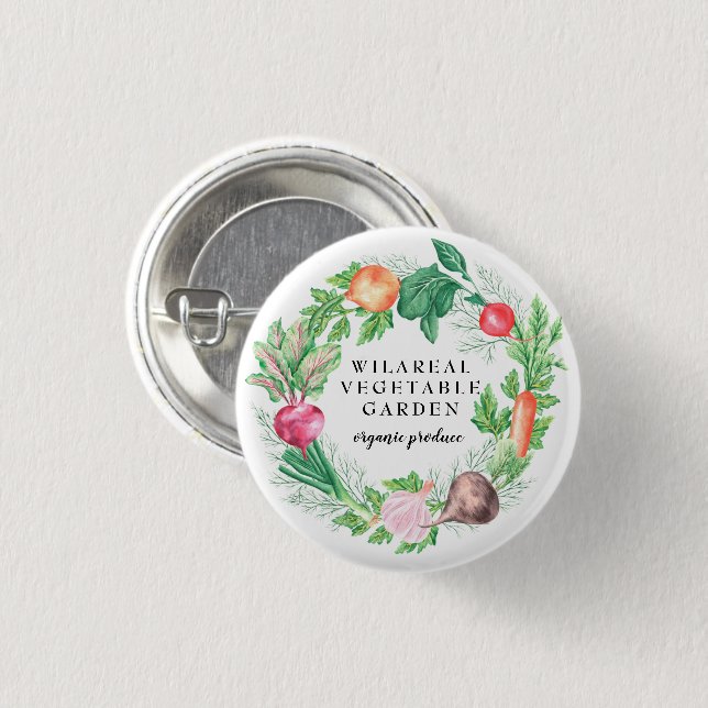 Bóton Redondo 2.54cm monograma de fazenda orgânica de hortas (Frente & Verso)