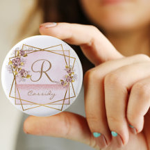 Monograma de Rosa Elegante em Dourado Rosé Brilhan