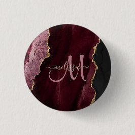 Bóton Redondo 2.54cm Monograma Personalizado de Agitação Lítida Dourada