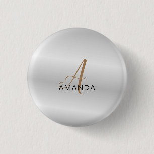 Bóton Redondo 2.54cm Monograma profissional simples adicione seu nome