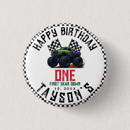 Bóton Redondo 2.54cm Monster Trucks 1st Birthday Vroom Party