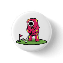 Monstro Rosa de Um Olho Fofo Jogando Golfe Desenho