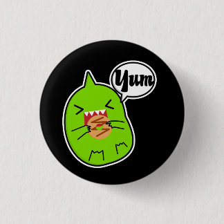 Bóton Redondo 2.54cm Monstro verde com botão do biscoito