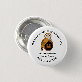 Bóton Redondo 2.54cm Morada doméstica da família Barn Owl Britânica