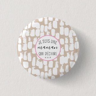 Bóton Redondo 2.54cm Motif abstrait minimaliste beige et blanc