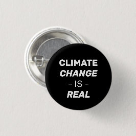 Bóton Redondo 2.54cm Mudança climática é real botão de pinos preto e br