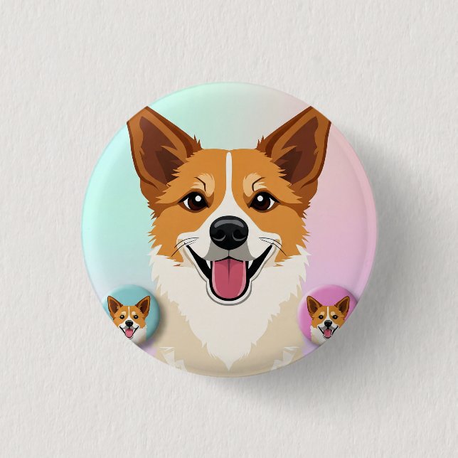 Bóton Redondo 2.54cm Muito bonito e fofo design de cachorro em  (Frente)