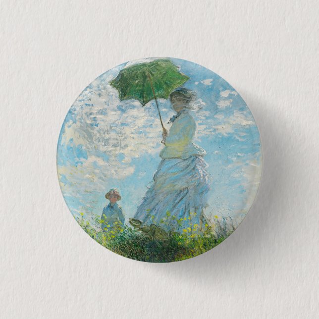 Bóton Redondo 2.54cm Mulher com Parasol Claude Monet (Frente)
