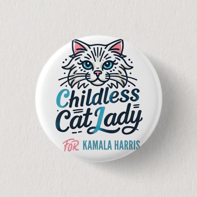 Bóton Redondo 2.54cm Mulher de gatos infantis para Kamala Harris (Frente)