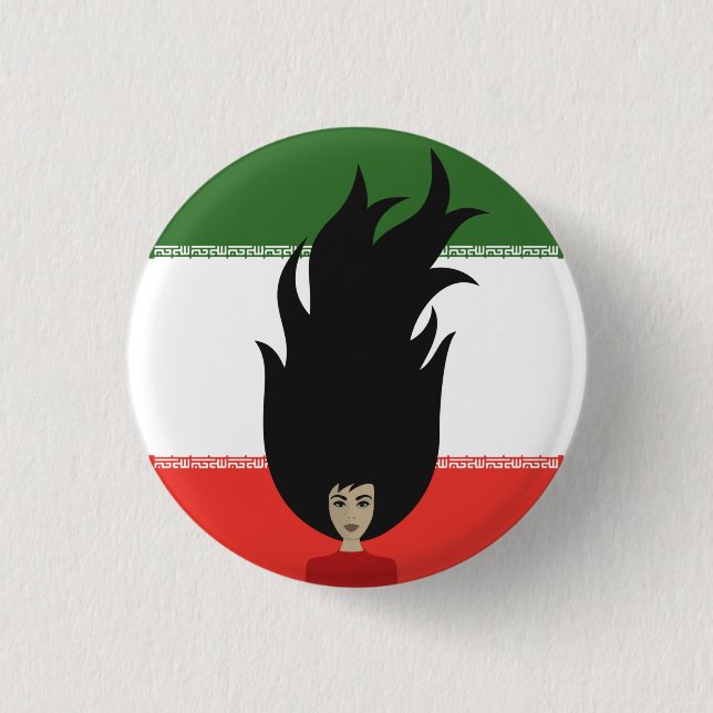 Bóton Redondo 2.54cm Mulheres do Irã lutam pela igualdade, protesto hij (Frente)