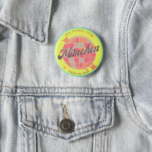 Bóton Redondo 2.54cm München Bayern Alemanha Retro neon amarelo
