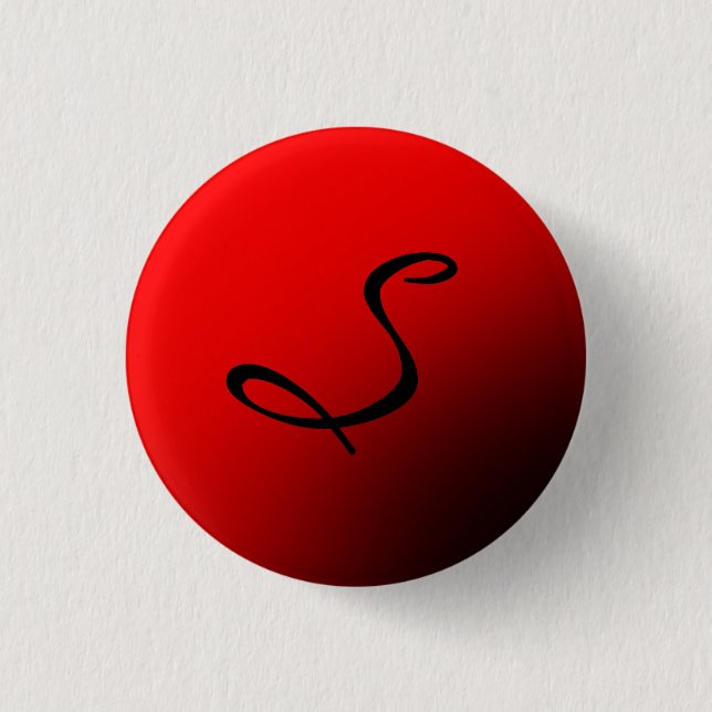 Bóton Redondo 2.54cm Na moda Red Black Monograma Inicial (Frente)