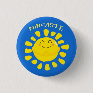 Bóton Redondo 2.54cm Namaste Smiling Praying Cartoon Sun