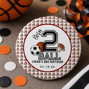 Bóton Redondo 2.54cm Nascer 2 Ball Sports Theme Boy Party