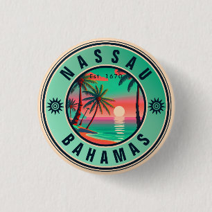 Bóton Redondo 2.54cm Nassau Bahamas Retro viagem Souvenir 1950