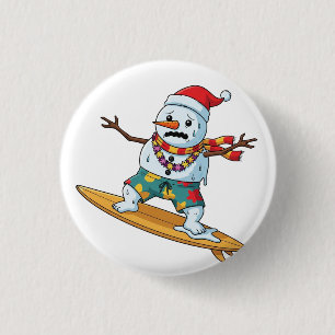 Bóton Redondo 2.54cm Natal Surfista Boneco de Neve 2026 Esportes de Fér