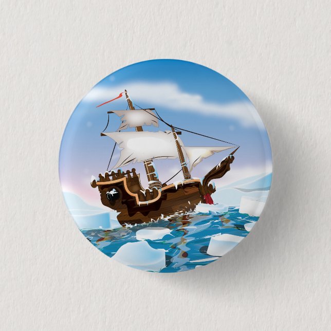 Bóton Redondo 2.54cm Navio Quebra-Gelo (Frente)