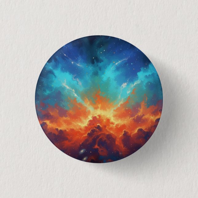 Bóton Redondo 2.54cm Nebulosa Cósmica Arte Espacial Galáxia Abstrata (Frente)