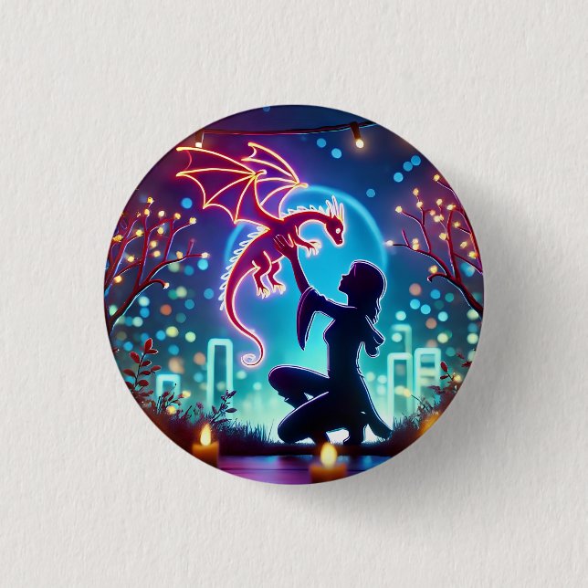 Bóton Redondo 2.54cm  neon dragon trainer (Frente)