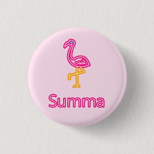 Bóton Redondo 2.54cm Neon Pink Flamingo Summa (Verão) (Frente)