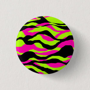 Bóton Redondo 2.54cm Neoncore Tricolor Animal Print Zebra
