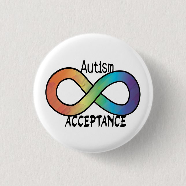 Bóton Redondo 2.54cm Neurodiversity Autismo Aceitação Arco-Íris Botão (Frente)