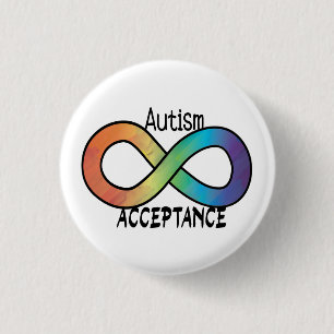 Bóton Redondo 2.54cm Neurodiversity Autismo Aceitação Arco-Íris Botão
