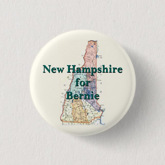 Bóton Redondo 2.54cm New Hampshire para Bernie 2016 (Frente)