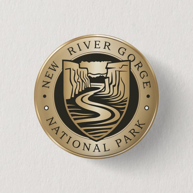 Bóton Redondo 2.54cm New River Gorge National Park Ouro Emblem (Frente)