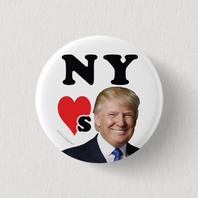 Bóton Redondo 2.54cm NEW YORK LOVES DONALD TRUMP Big Apple Manhatten NY (Frente)