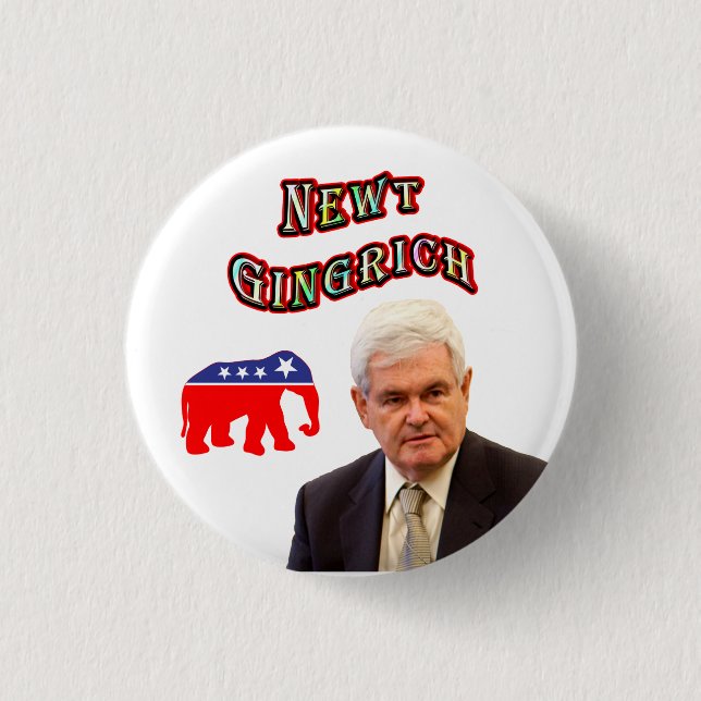 Bóton Redondo 2.54cm Newt Gingrich 2012 (Frente)