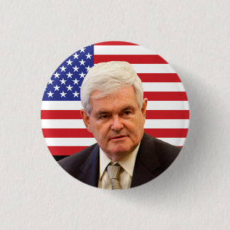 Bóton Redondo 2.54cm Newt Gingrich & bandeira dos E.U.