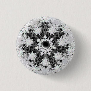 Bóton Redondo 2.54cm Nexo preto de rendas cerâmicas e floco de neve