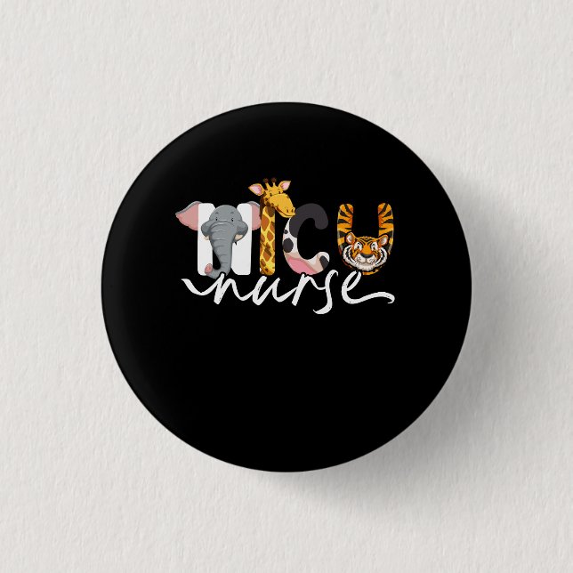 Bóton Redondo 2.54cm Nicu Enfermeira Cute Safari Bebês Enfermando Appre (Frente)