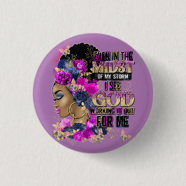 Bóton Redondo 2.54cm No meio da Rainha Negra Melanina Mulher Marrom