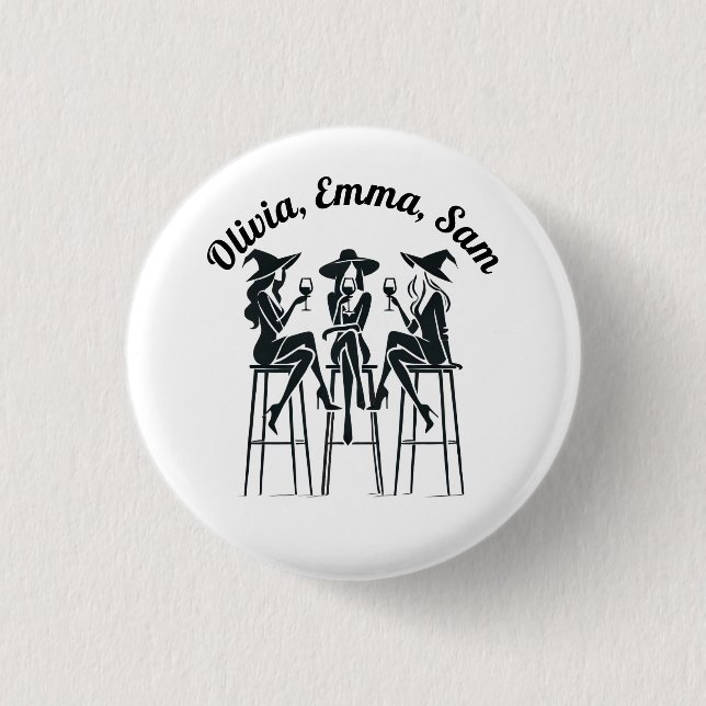 Bóton Redondo 2.54cm Noite de Vinho Personalizada, Moderna, Elegante (Frente)