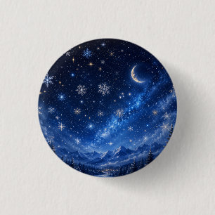 BÓTON REDONDO 2.54CM NOITE ESTRELADA AZUL PERSONALIZADO PIN CELESTE