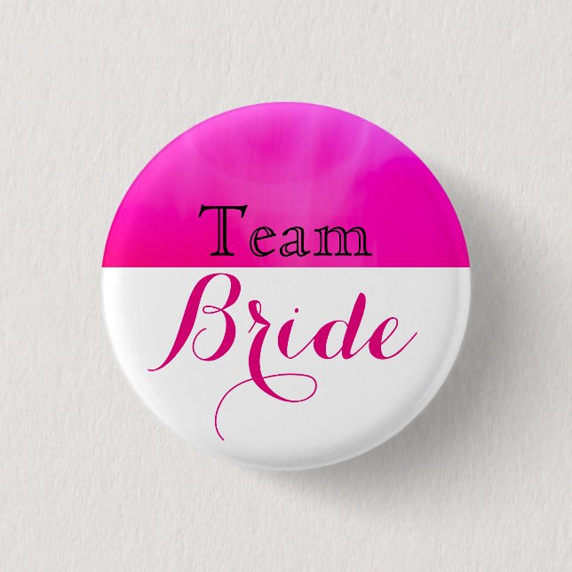 Bóton Redondo 2.54cm Noiva da Equipe de Casamento Rosa e Branco (Frente)