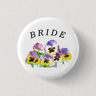 Bóton Redondo 2.54cm Noiva Tribe Pansies Floral Vintage Girly Wedds