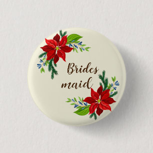 Bóton Redondo 2.54cm Noivas de buquê Poinsettia Maid