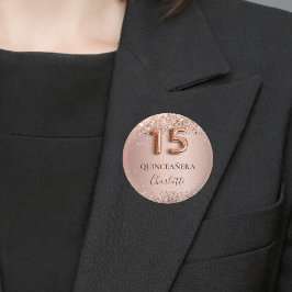 Bóton Redondo 2.54cm Nome de etiqueta de rosa de quinceanera