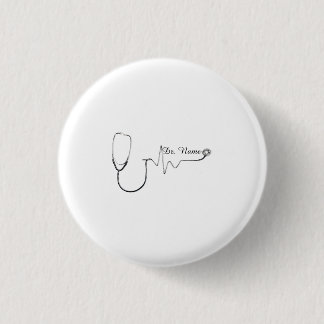 Bóton Redondo 2.54cm Nome de médico personalizado desenho de heartbeat